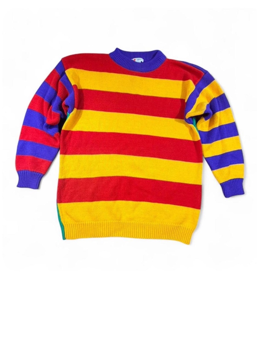 Vintage Esprit rainbow striped knit sweater primary colors iconic retro style π